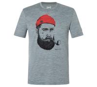 super.natural - Sailor Tee - Haut en mérinos - M - cashmere grey melange / jet black / high risk red