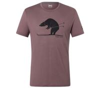 super.natural - Skiing Bear Tee - Haut en mérinos - XL - peppercorn / jet black
