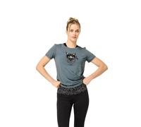 super.natural - Women's Bandito Cat Tee - Haut en mérinos - S - stormy weather / jet black / white stone