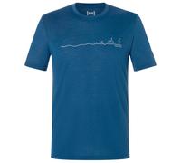 super.natural - Tri Tee - Haut en mérinos - S - ocean blue / feather grey