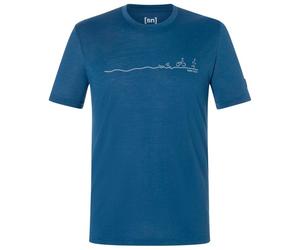 super.natural - Tri Tee - Haut en mérinos - XL - ocean blue / feather grey