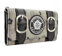 Super Natural Winchester Bros Emblème de Piège du Diable Portefeuille/Porte-Monnaie Tri-Volet avec Poche à Monnaie & Porte-Cartes, Gris