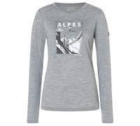 super.natural - Women's Alpes L/S - Haut à manches longues - XL - cashmere grey / dark shadow melange / fresh white