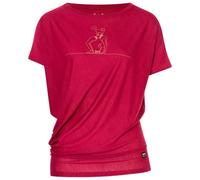 super.natural - Women's Cat Yoga Loose Tee - Haut en mérinos - M - beet red / dried tobacco