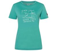 super.natural - Women's Cote D'Azur Tee - Haut en mérinos - M - lagoon green / white stone
