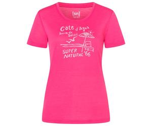 super.natural - Women's Cote D'Azur Tee - Haut en mérinos - S - pinky rose / white stone