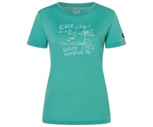 super.natural - Women's Cote D'Azur Tee - Haut en mérinos - XL - lagoon green / white stone