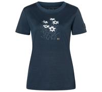 super.natural - Women's Edelweiss Bio Jersey Tee - Haut en mérinos - L - blueberry / various