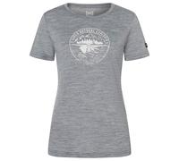 super.natural - Women's Exploring Tee - Haut en mérinos - S - cashmere grey melange / white stone