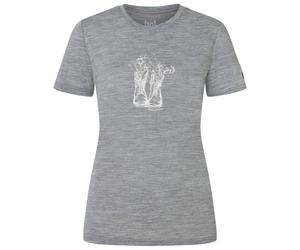 super.natural - Women's Flower Boots Tee - Haut en mérinos - M - cashmere grey melange / white stone / pinky rose