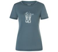 super.natural - Women's Flower Boots Tee - Haut en mérinos - M - turbulence blue / feather grey