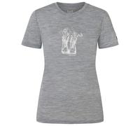 super.natural - Women's Flower Boots Tee - Haut en mérinos - S - cashmere grey melange / white stone / pinky rose