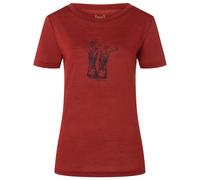super.natural - Women's Flower Boots Tee - Haut en mérinos - XL - sun dried tomato / mysterioso
