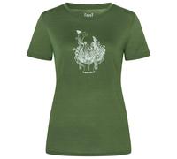 super.natural - Women's Flowerhands Tee - Haut en mérinos - M - chive / feather grey / tobacco glitter