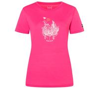 super.natural - Women's Flowerhands Tee - Haut en mérinos - XS - pinky rose / pink dogwood / tobacco glitter