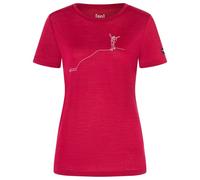 super.natural - Women's Gipfelglück Tee - Haut en mérinos - M - beet red / feather grey