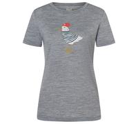 super.natural - Women's Johnny Tee - Haut en mérinos - S - cashmere grey melange / various