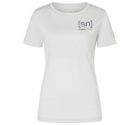 super.natural - Women's Logo Lines Bio Jersey Tee - Haut en mérinos - S - white stone melange / blueberry