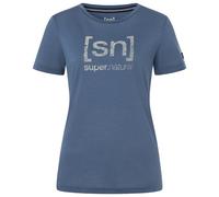super.natural - Women's Logo Lines Tee - Haut en mérinos - XS - night shadow blue / feather grey