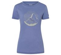 super.natural - Women's Mountain Mandala Tree Tee - Haut en mérinos - M - blue violet / feather grey / copper