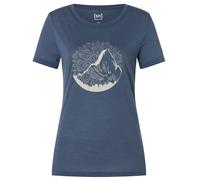 super.natural - Women's Mountain Mandala Tree Tee - Haut en mérinos - M - night shadow blue / feather grey / gold