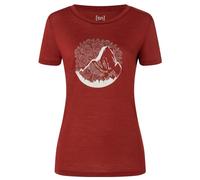 super.natural - Women's Mountain Mandala Tree Tee - Haut en mérinos - M - sun dried tomato / feather grey / gold