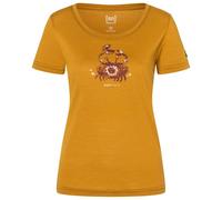 super.natural - Women's Mrs Crab Tee - Haut en mérinos - S - dried tobacco / various