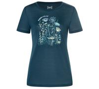 super.natural - Women's Rock Flowers Tee - Haut en mérinos - L - blueberry / various