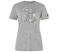 super.natural - Women's Rock Flowers Tee - Haut en mérinos - L - cashmere grey melange / various