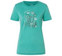 super.natural - Women's Rock Flowers Tee - Haut en mérinos - M - lagoon green / various