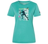 super.natural - Women's Running Art Tee - Haut en mérinos - M - lagoon green / various