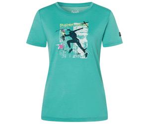 super.natural - Women's Running Art Tee - Haut en mérinos - XS - lagoon green / various