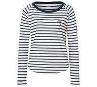 super.natural - Women's Sea Horse Stripe Bio Crew - Haut manches longues en mérinos - XS - fresh white / navy stripe / salute