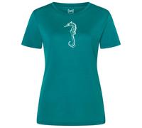 super.natural - Women's Sea Horse Tee - Haut en mérinos - L - pacific / white stone