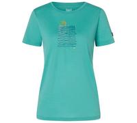 super.natural - Women's Sea Line Tee - Haut en mérinos - L - lagoon green / various