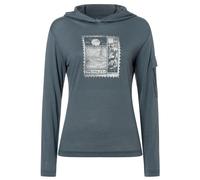 super.natural - Women's Stamp Light Print Hoodie - Sweat à capuche en mérinos - XS - turbulence blue / feather grey