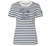 super.natural - Women's Stripe Cote D'Azur Bio Jersey Tee - Haut en mérinos - XL - fresh white / navy stripe / salute