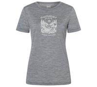super.natural - Women's Summer Break Tee - Haut en mérinos - L - cashmere grey melange / white stone