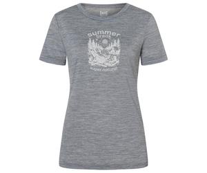 super.natural - Women's Summer Break Tee - Haut en mérinos - XS - cashmere grey melange / white stone