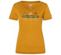 super.natural - Women's Surfing Flowers Tee - Haut en mérinos - L - dried tobacco / various
