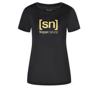 super.natural - Women's The Essential Logo Tee - Haut en mérinos - L - jet black melange / gold