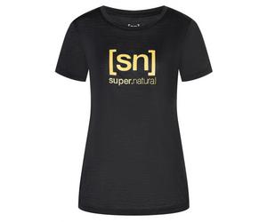 super.natural - Women's The Essential Logo Tee - Haut en mérinos - M - jet black melange / gold