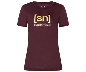 super.natural - Women's The Essential Logo Tee - Haut en mérinos - XL - wine tasting / gold