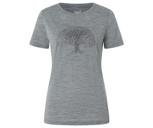super.natural - Women's Tree of Knowledge Tee - Haut en mérinos - S - cashmere grey melange / dark shadow glitter