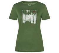 super.natural - Women's Wonder Wald Tee - Haut en mérinos - L - chive / feather grey / copper