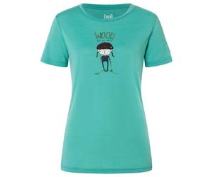 super.natural - Women's Wood Craftine Tee - Haut en mérinos - S - lagoon green / various