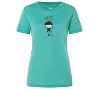 super.natural - Women's Wood Craftine Tee - Haut en mérinos - XL - lagoon green / various