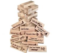Super Naughty Block Tower Game, Jeu de la Tour du Bloc Super Coquin, Jeu d'empilage de Tours en Bois, 48 Blocs de Bois avec des Questions et des défis Action ou vérité pour Adultes