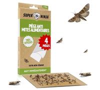 Super Ninja Anti Mites Alimentaires, 4 Pièges | Très Efficaces avec Phéromone Attractif, Idéal pour Cuisine, Placards & Stockage, Protection 3 Mois