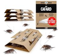 Super Ninja Pieges à Cafards Collants, Produit Anti Cafard, Lot de 4 | Glu Imprégnée d'Attractif, Prêt à l'Emploi, Discret, pour Intérieur, Cuisine, Placard, Garage & Cave, Sans Odeur, Discret